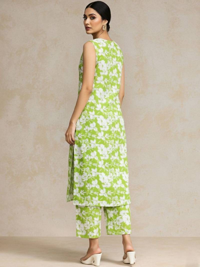everyday workwear printed floral printed regular kurta with trousers