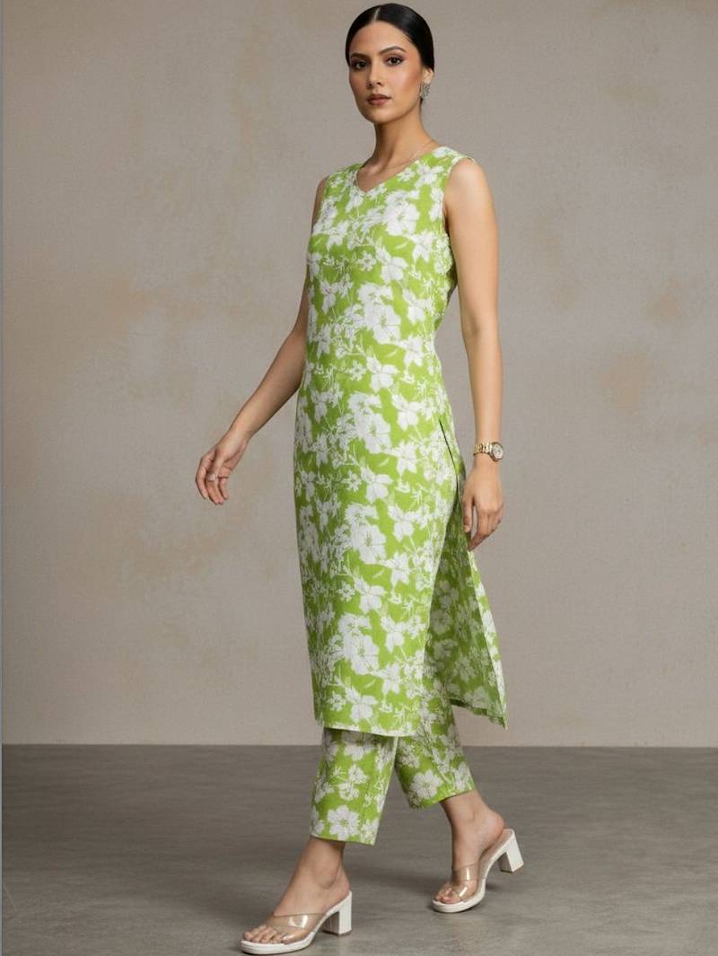 everyday workwear printed floral printed regular kurta with trousers