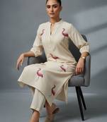 women animal printed regular workwear kurta with trousers