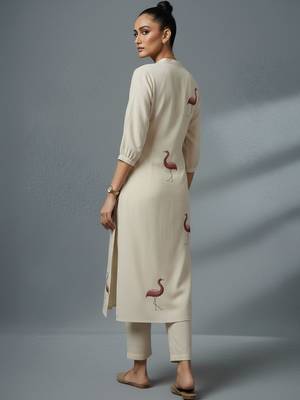 women animal printed regular workwear kurta with trousers 7