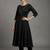 women striped regular thread work silk crepe workwear kurta with trousers