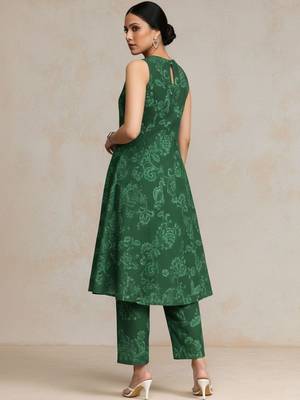 women floral printed urban work kurta with trousers 3