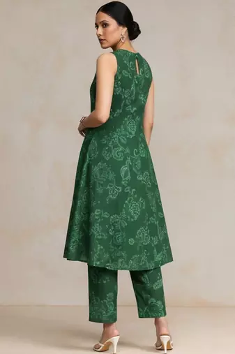 women floral printed urban work kurta with trousers