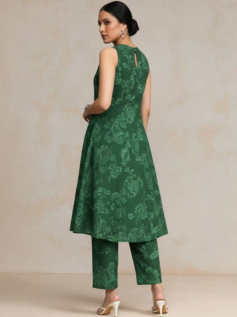 women floral printed urban work kurta with trousers