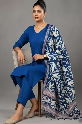 women ethnic motifs ofiice kurta with trousers & dupatta
