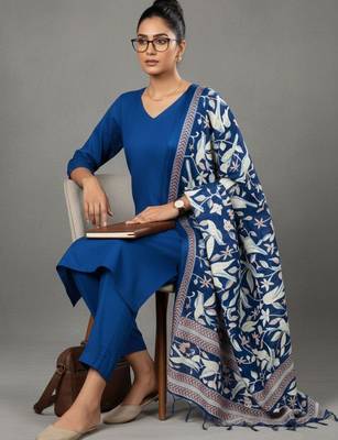 women ethnic motifs ofiice kurta with trousers & dupatta 3