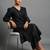 women striped regular silk crepe workwear kurta with trousers