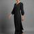women striped regular silk crepe workwear kurta with trousers