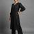 women striped regular silk crepe workwear kurta with trousers