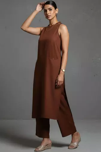 women sleek urban office kurta with trousers