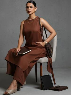 women sleek urban office kurta with trousers 6