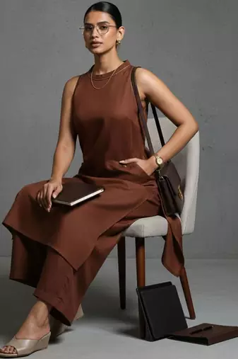 women sleek urban office kurta with trousers