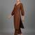 women striped urban sleek silk crepe kurta with trousers