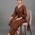 women striped urban sleek silk crepe kurta with trousers