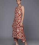 women ethnic motifs printed regular cotton workwear kurta with trousers