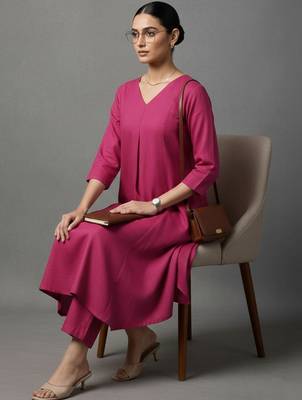 women regular workwear kurta with trousers 1