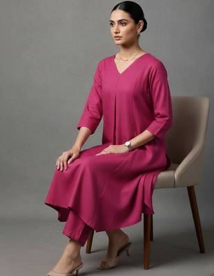 women regular workwear kurta with trousers 2