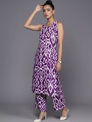 women printed regular cotton workwear kurta with palazzos 4