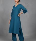 women regular cotton workwear kurta with trousers