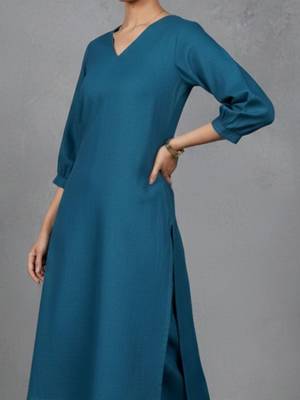 women regular cotton workwear kurta with trousers 2
