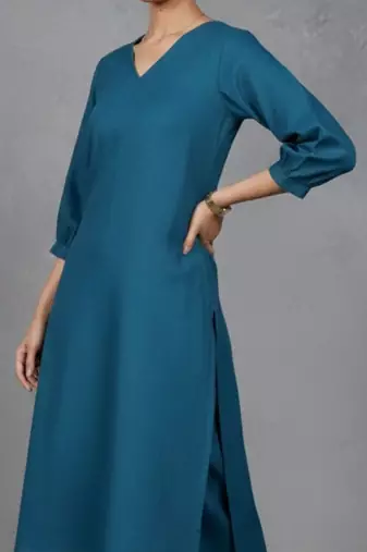 women regular cotton workwear kurta with trousers