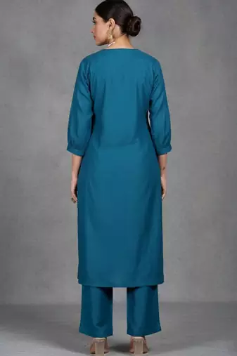 women regular cotton workwear kurta with trousers