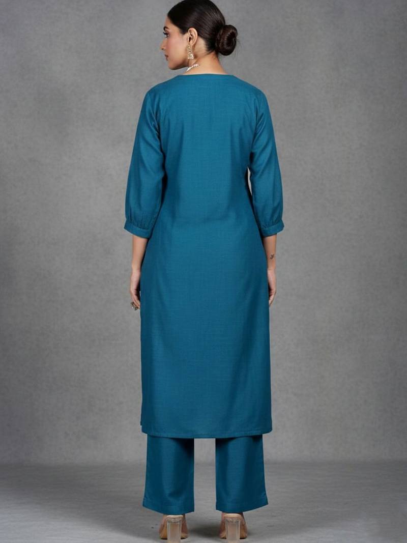women regular cotton workwear kurta with trousers