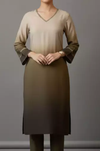 women ombre dyed regular thread work workwear kurta with trousers
