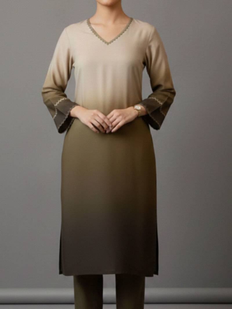 women ombre dyed regular thread work workwear kurta with trousers