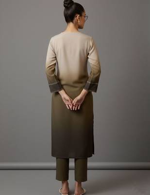 women ombre dyed regular thread work workwear kurta with trousers 4