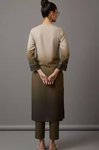 women ombre dyed regular thread work workwear kurta with trousers