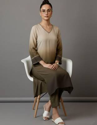 women ombre dyed regular thread work workwear kurta with trousers 6
