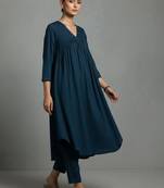 women empire silk crepe workwear kurta with trousers
