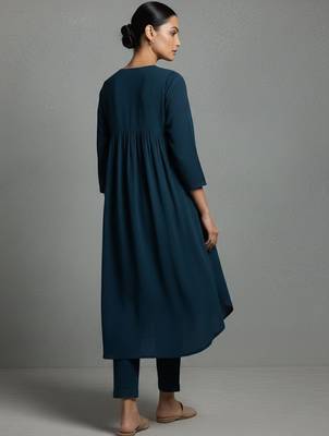 women empire silk crepe workwear kurta with trousers 2