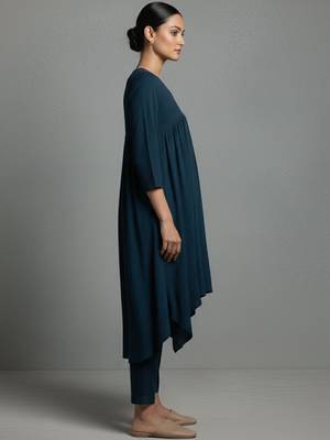 women empire silk crepe workwear kurta with trousers 5
