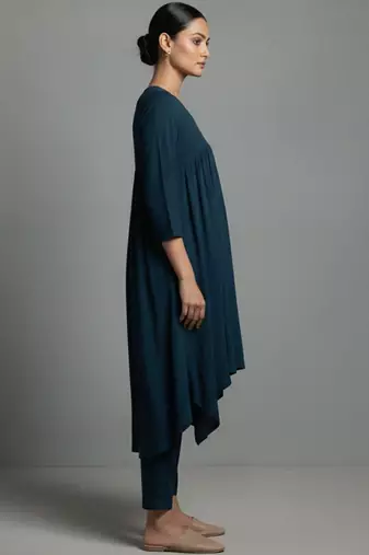 women empire silk crepe workwear kurta with trousers