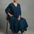 women empire silk crepe workwear kurta with trousers