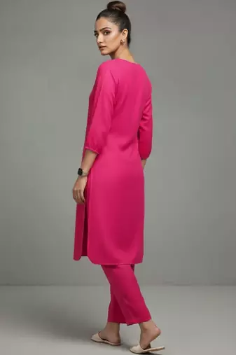 women regular thread work smart office kurta with trousers