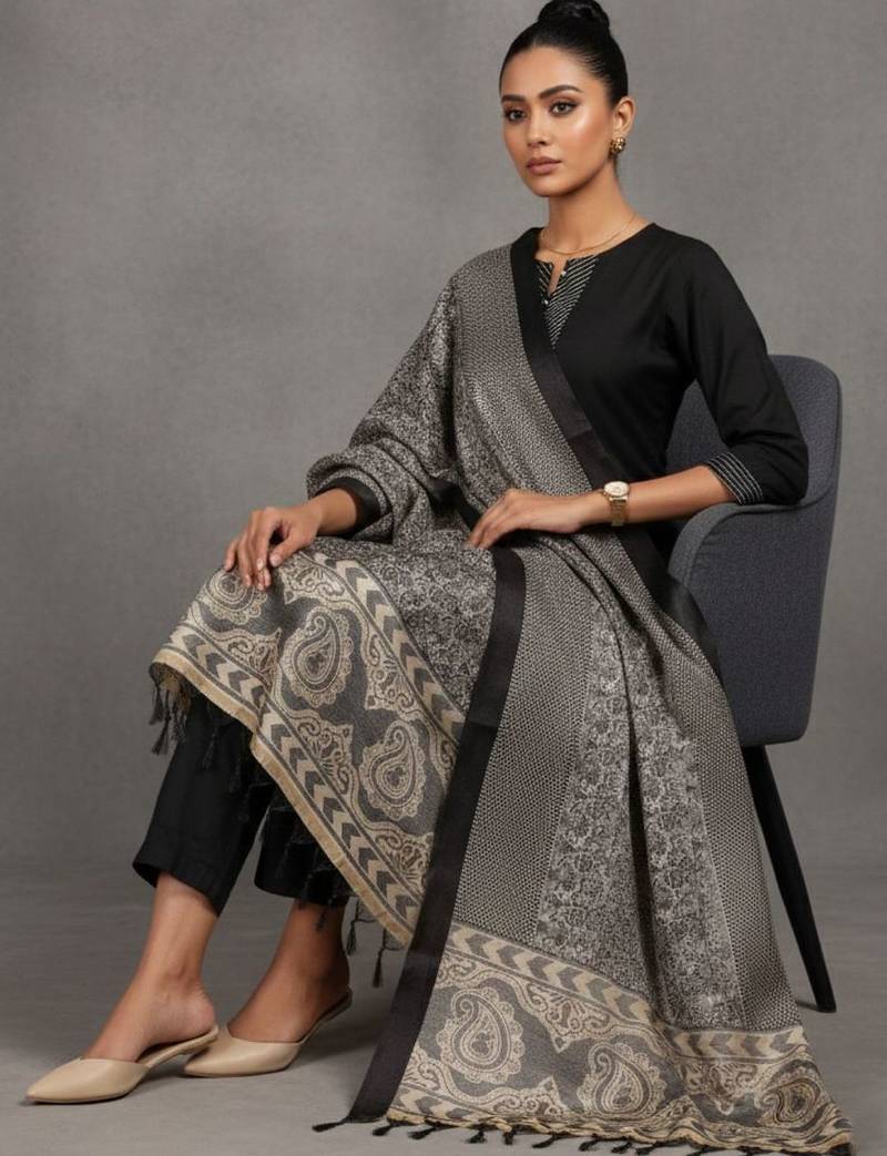 structured women ethnic motifs regular thread work kurta with trousers & with dupatta