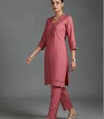 women regular thread work workwear kurta with trousers