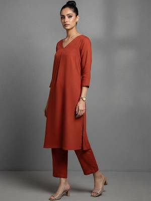 women regular workwear kurta with trousers 2