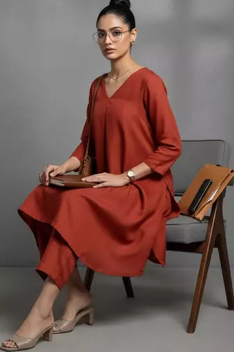women regular workwear kurta with trousers