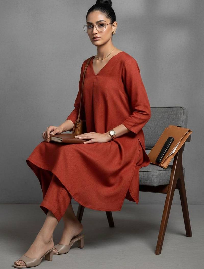 women regular workwear kurta with trousers