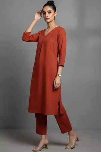 women regular workwear kurta with trousers