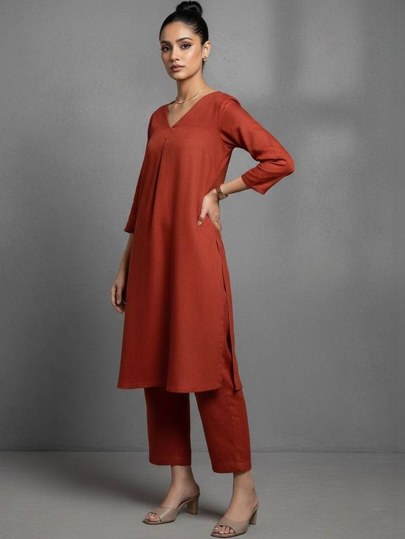 women regular workwear kurta with trousers