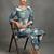 women ethnic motifs printed work thread work kurta with trousers