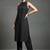 women striped regular silk crepe workwear kurta with trousers