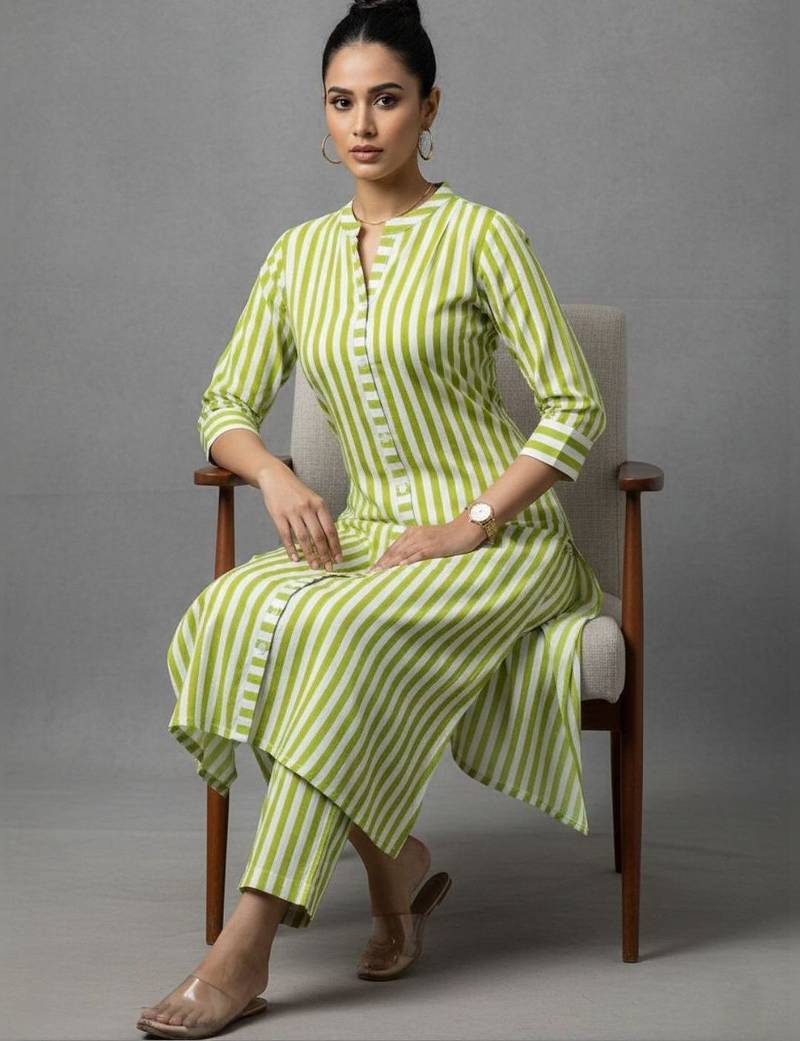 women printed smart kurta with trousers