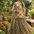 Green cotton floral printed gopi dress style kurta skirt with dupatta