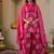Pink cotton floral printed ethnic kurta set with dupatta